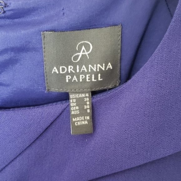Adrianna Papell Cocktail Sheath Dress Purple Pleat Detail size 4 - Picture 8 of 13